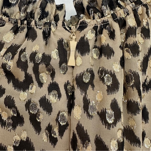 Kate Spade Metallic Leopard Print Clipped Dot Ruffle Mini Dress - Picture 8 of 11